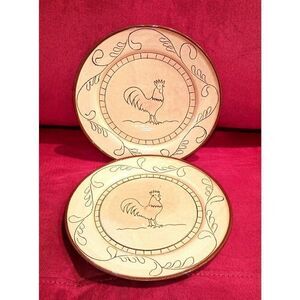 Nancy Calhoun Rustic Rooster 8" Salad Luncheon Plates by Fapor Portugal Set of 2